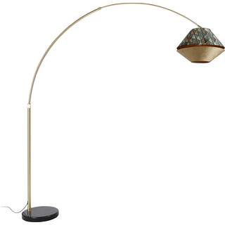 Messingbue lampe med dobbelt fløjlsskærm bladdesign og beige - XXL