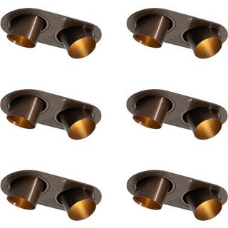 Sæt med 6 indbygningsspots mørk bronze GU10 35mm justerbar 2-lys - Installa