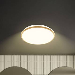 LED-loftlampe Acorus, Ø 33 cm, hvid/træfarvet, IP44