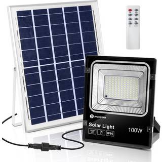 LED Projektør med Solpanel - 100W, 6500K - Kulør : Kold