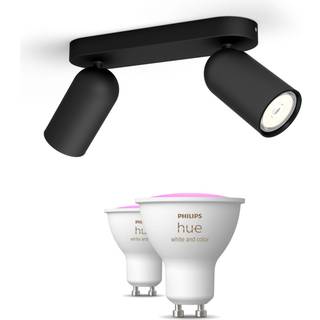 Philips Pongee med 2 spots, sort + 2 farvet GU10 spots