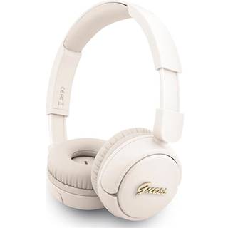Guess Metal Logo Script Bluetooth 5.3 On-Ear hovedtelefoner - Beige