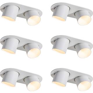 Sæt med 6 indbygningsspots hvid GU10 50mm 2-lys - Installa