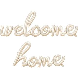 Folieballon Welcome Home cappuccino satin – Elegant hjemkomst med 3 m guldbånd