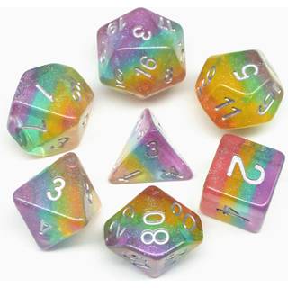 Terning dnd terning sæt glitter regnbue terninger pasform fangehuller og drager d & d rpg rollespilspil stifinder mtg bordspil gennemsigtig polyh