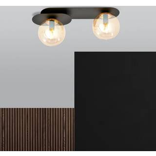 Plaza 2 Sort/Rav loftslampe - Ø14 cm, E14, 230V, uden lyskilde