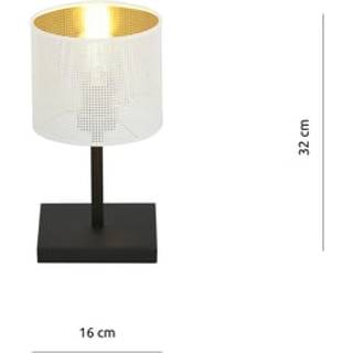 Jordan LN1 Hvid/Guld bordlampe - Ø15 cm, E27, 230V, uden lyskilde