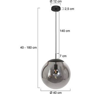 Hængelampe Bollique, sort, Ø 40 cm, glas, 1 lyskilde, kugle