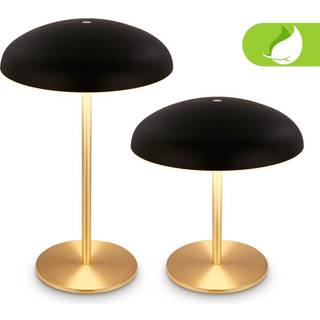 Briloner LED-bordlampe med batteri Brilo unplugged Caxa, sort/messing dæmpbar, Sort, Metal