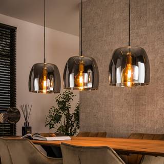 Philippa hængelampe, 3 lyskilder, røggrå, glas, E27