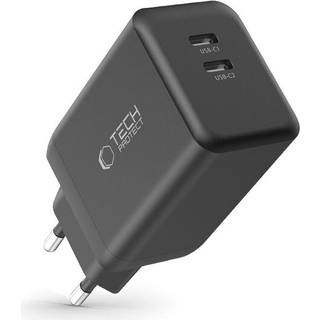 Tech-Protect Vægoplader 2x USB-C 45W PD - Sort