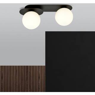 Plaza 2 Sort/Opal loftslampe - Ø15 cm, E14, 230V, uden lyskilde