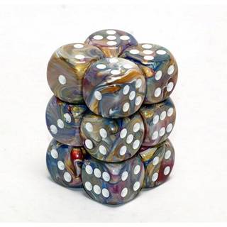 Chessex DICE D6 S?t: Festlig karrusel med hvid - 16 mm seks -sidet matrice (12) Blok af terninger