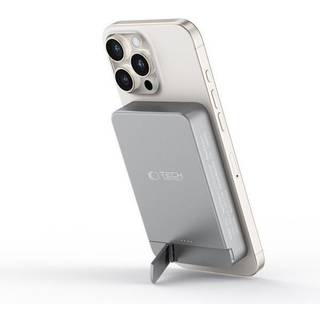 Tech-Protect PB15 LifeMag 10000mAh Magnetisk trådløs powerbank med stander - 15W - Grå