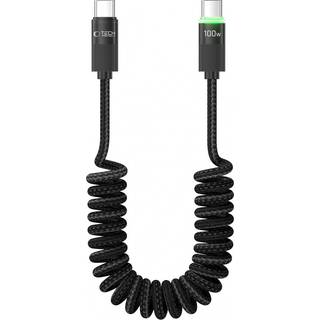 Tech-Protect UB20T UltraBoost indtrækkeligt USB-C-kabel - PD 100W/5A, 180cm - Sort