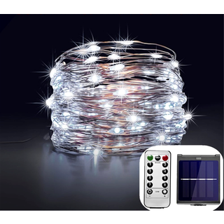 LED Lyskæde med hvide solcelle lys - Wire