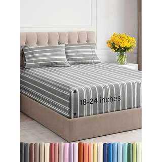 Ekstra Deep Twin XL Sheet Set - 4 Stykke Åndbar og afkølende ark - Hotel Luksus Sengding Sæt 18-24 tommer Ekstra dybe lommer - Let fit Super Soft
