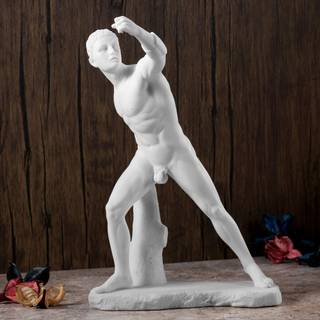 Veronese design 11 tommer Borghese Gladiator Resin skulptur klassisk marmorhvide finish