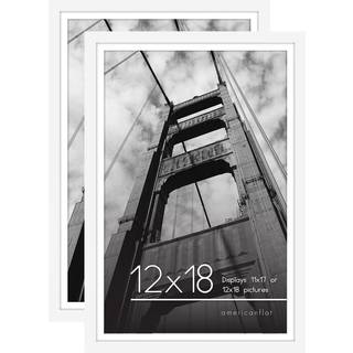 AmericanFlat 12x18 Billeder i White 2 Pack - Brug som 11x17 -billedramme med Mat - Inkluderer Sawtooth h?ngende hardware til vandret eller lodret