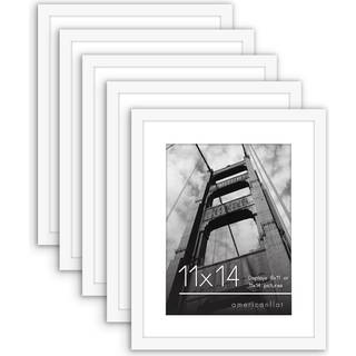 AmericanFlat 11x14 Billedramme med poleret plexiglass - S?t med 5 - Brug som 8x11 ramme med Mat eller 11x14 ramme uden Mat - Galleria Collection