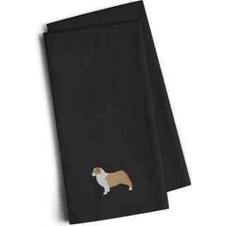 """" Caroline's Treasures BB3433Bktwe Australian Shepherd Dog sort broderet køkkenhåndklæde (sæt af 2) 28 """" ""H x 19"" """" ""W multicolor"" ""