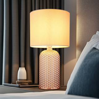 Sofia bordlampe, cremefarvet, højde 50 cm, stof/glas