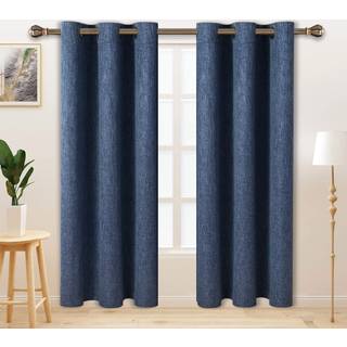 Lordtex Linned ser teksturerede m?rkl?gningsgardiner med termisk isoleret foring - kraftig tyk grop vinduesgardiner til sovev?relse 40 x 84 tomme