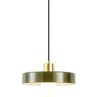 Retro pendellampe guld med grønt glas - Jina