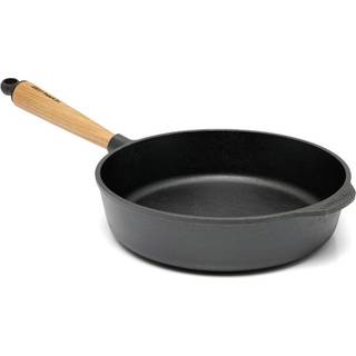 Skeppshult Bratpfanne 25 cm - Gusseisen mit Eichenholzgriff - Braun,Schwarz