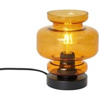 Retro bordlampe sort med orange glas - Denise