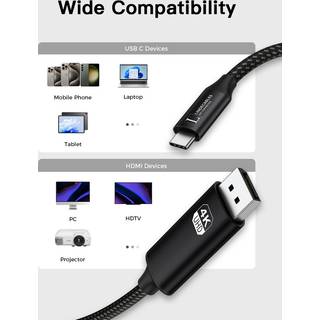 LindeCables USB-C 3.1 til DisplayPort 4K 60Hz Premium Kabel - 2 m Høj Opløsning: Understøtter 4K (3840x2160) ved 60Hz for skarp og flydende billedkvalitet. USB-C 3.1: Avanceret USB-C teknologi sikrer hurtig dataoverførsel og bred kompatibilitet. .