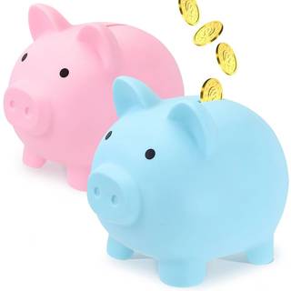 Gadiedie 2pcs Piggy Banks Cute Plastic Pig Money Box Piggy Bank til piger og drenge Ubrydelige Plastic Coin Bank Sjov gaver til fødselsdagsfestiv