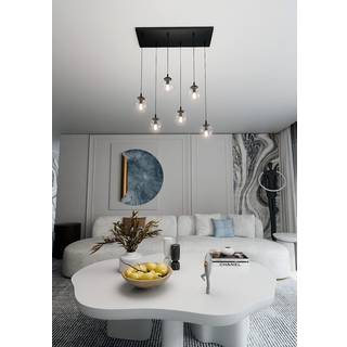 Cosmo 6 Sort/Transparent pendellampe - Ø14 cm, E14, 230V, uden lyskilde