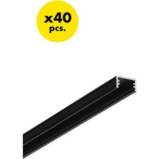 40 stk. 2m aluprofil SLIM8 AC2/Z - Sort anodiseret, påbygning, LED skinne