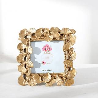 Joson Vintage Photo Frame Ginkgo Biloba Resin Gold Frame til desktop Display og Wall Mount Home Decor (4 X4 Square)