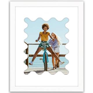 AMERICANFLAT 8X10 Billedramme med b?lget mat i hvidt - Brug som 11x14 -billedramme uden Mat eller 8x10 ramme med Mat - Enginiveret tr?ramme med k