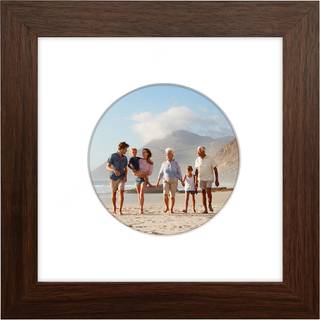 AmericanFlat 4x4 -billedramme med rundformet m?tte i valn?d - Brug som 6x6 billedramme uden Mat eller 4x4 ramme med Mat - Engineered tr?ramme med