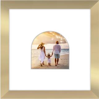 AmericanFlat 4x4 -billedramme med bueformet m?tte i guld - Brug som 8x8 billedramme uden mat eller 4x4 ramme med mat - konstrueret tr?ramme med k