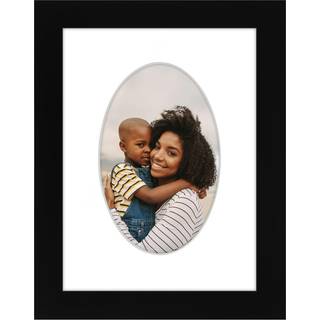 AmericanFlat 4x6 Billedramme med ovalformet mat i sort - Brug som 6x8 billedramme uden mat eller 4x6 ramme med Mat - Enginiveret tr?ramme med knu