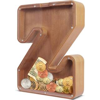 Ubeesize 12in Ekstra store tr?piggy Bank Brev Piggy Bank til drenge Girls Money Coin Bank til b?rn Jul Birthday Childrens Gift og hjemmekontordek