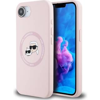 iPhone 16e Karl Lagerfeld Karl and Choupette MagSafe Cover i flydende silikone - Pink