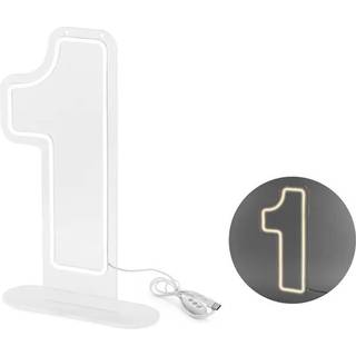 Neon LED Nummer 1 Hvid 50 cm – Justerbar lysstyrke, ideel til enhver fest