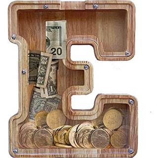 Stor piggy bank til b?rn drenge piger personaliseret tr?brev piggy bank med udsk?ret design alfabet brev m?nt banker penge besparelser boks f?dse
