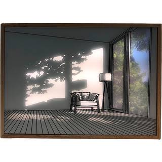 SOMMERUDSALG - LED lyskunst billede - Lys illusion - Moderne Motiv hygge hjørne - Batteri - 23x17cm