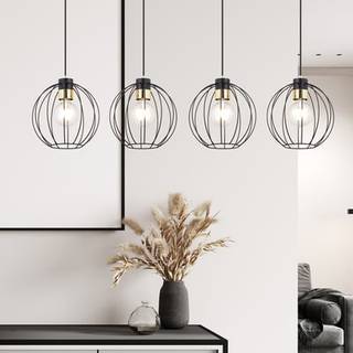 Gino 4 Sort/Guld pendellampe - Ø24 cm, E27, 230V, uden lyskilde