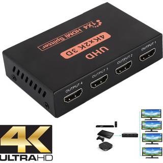 HDMI-splitter 4xHDMI 1080P 4K adapter- Sort