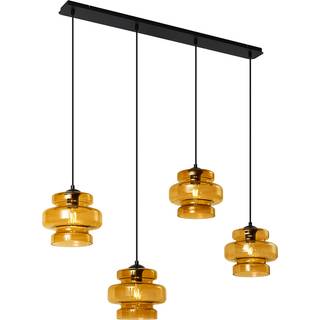 Retro pendellampe sort med orange glas 4-lys - Denise