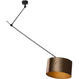Pendellampe Sort med Bronze Velourskærm 35cm - Blitz