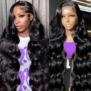 Sunelk 200 Density 13x6 Lace Front Parykker Menneskeh?r 22 Tommer Body Wave HD Lace Front Parykker Menneskeh?r Forplukkede liml?se parykker Menne