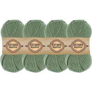 Estako Megastar (4 Skeins Pack) 75% akryl 25% uldgarn Blød tykket voluminøs vægt #5 til hækling og strikning (4 x 3,52 oz) / (4 x 120 år) (64067